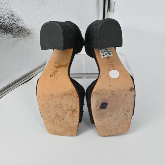 MARNI Gray Felt Rhinestone Block Heels Size 40 - Picture 5 of 13